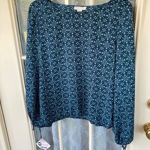 🌿 Finn & Grace Blue Floral Long Sleeve Blouse | Size M 🌿